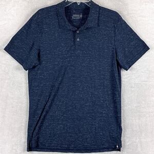 Smartwool Polo Shirt Mens M Navy Speckled Ragg Merino Wool Hemp Blend Preppy